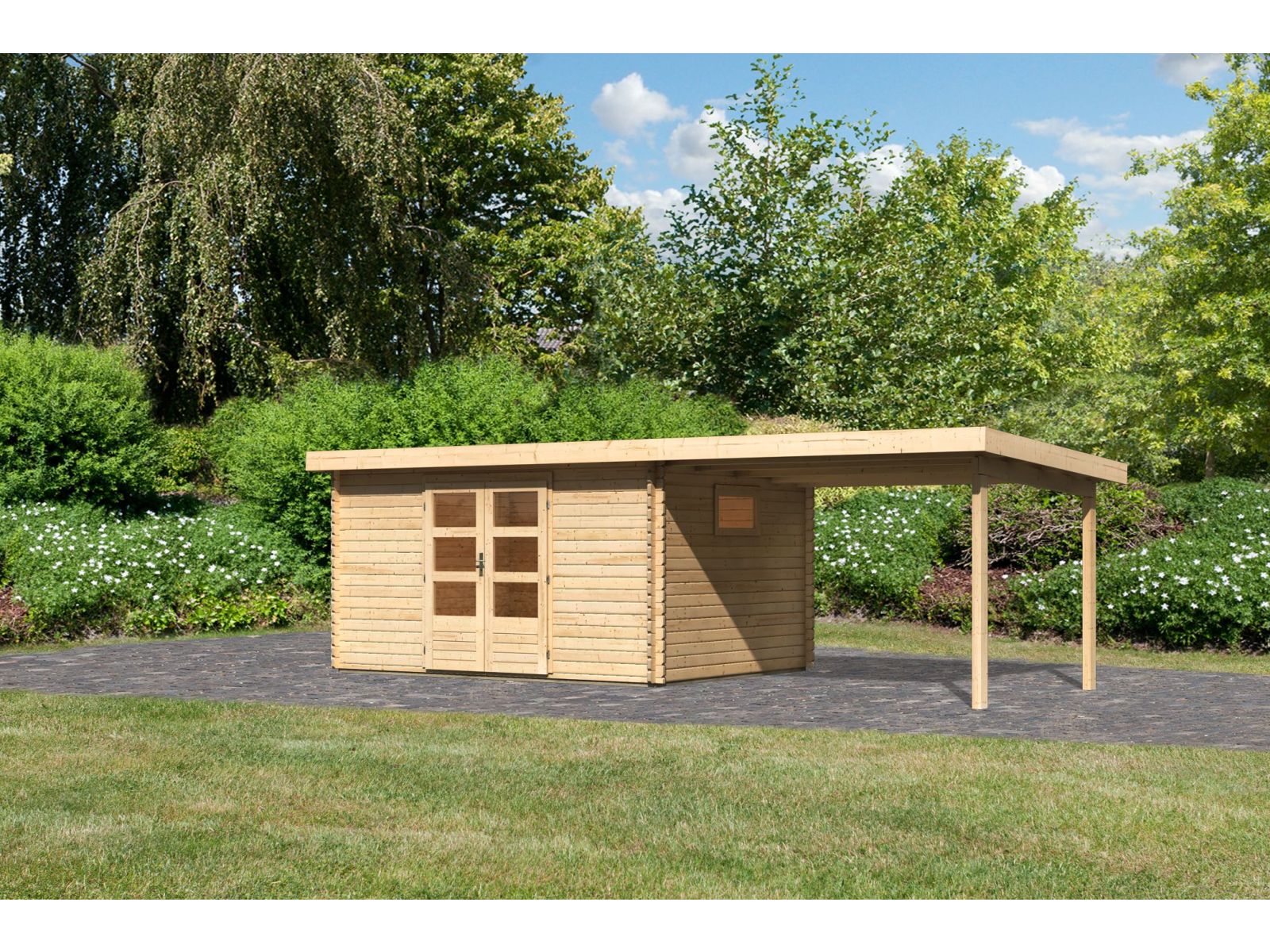 Karibu Gartenhaus Trittau 5 inkl. Anbaudach 3,3 m