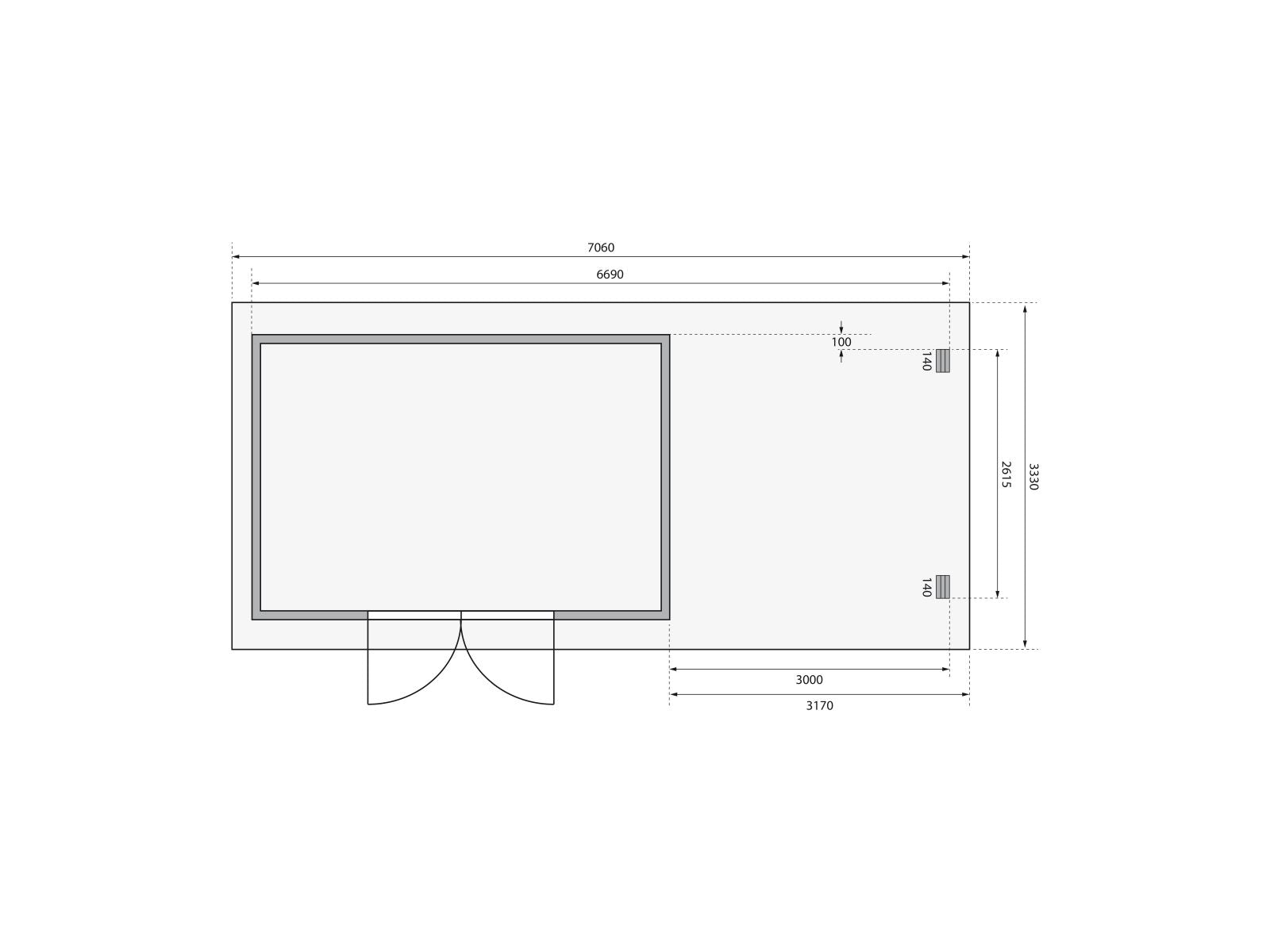 Karibu Gartenhaus Trittau 5 inkl. Anbaudach 3,3 m
