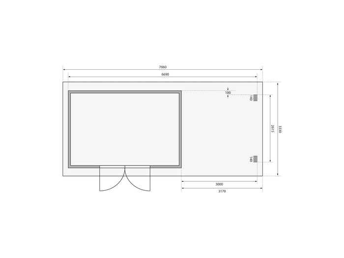Karibu Gartenhaus Trittau 5 inkl. Anbaudach 3,3 m