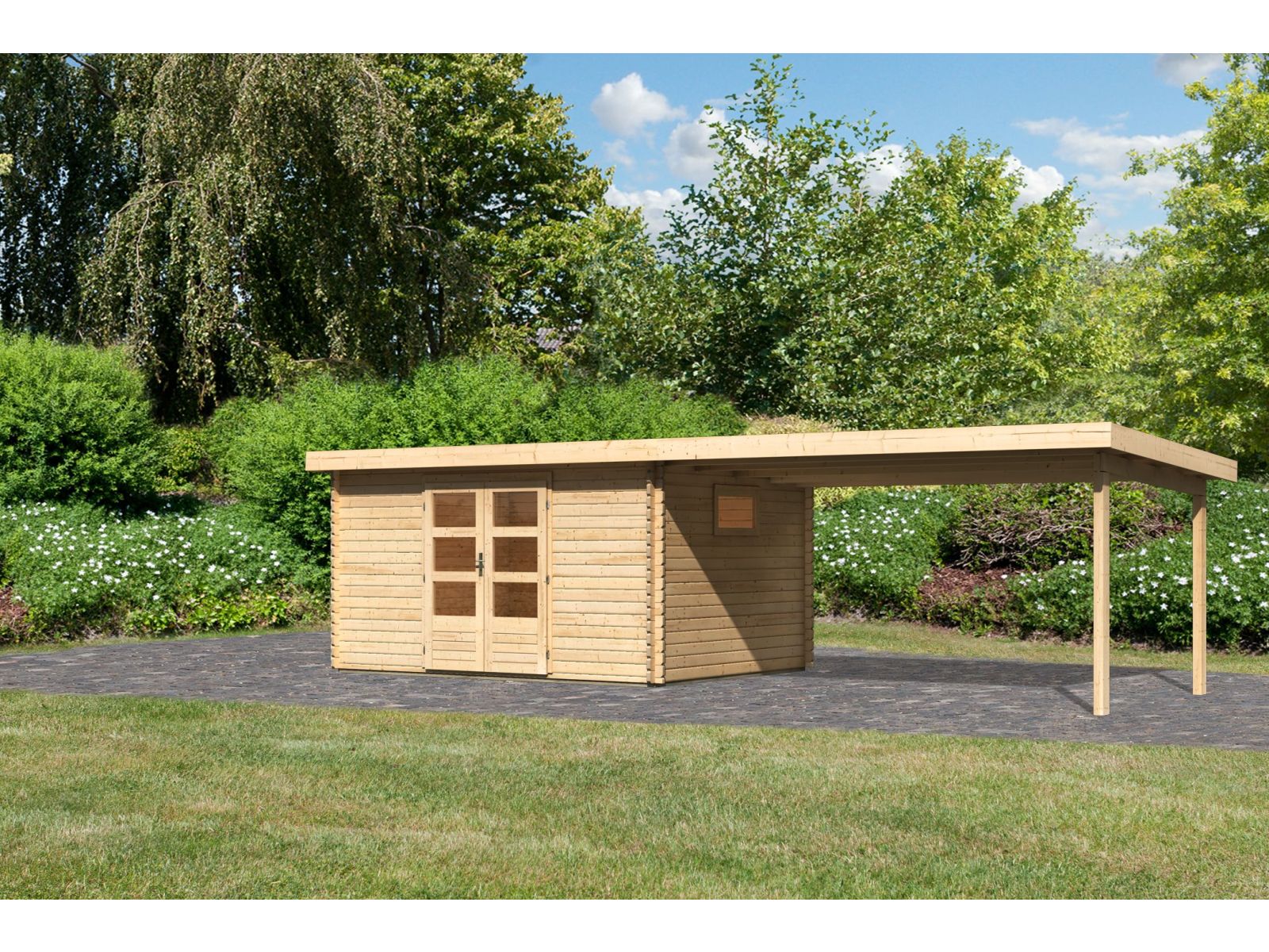 Karibu Gartenhaus Trittau 5 inkl. Anbaudach 4,4 m