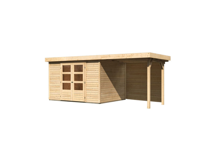 Karibu Gartenhaus Askola 5 mit Anbaudach 2,4 m, Rückwand