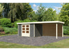 Karibu Gartenhaus Askola 5 mit Anbaudach 2,8 m, Rückwand in terragrau