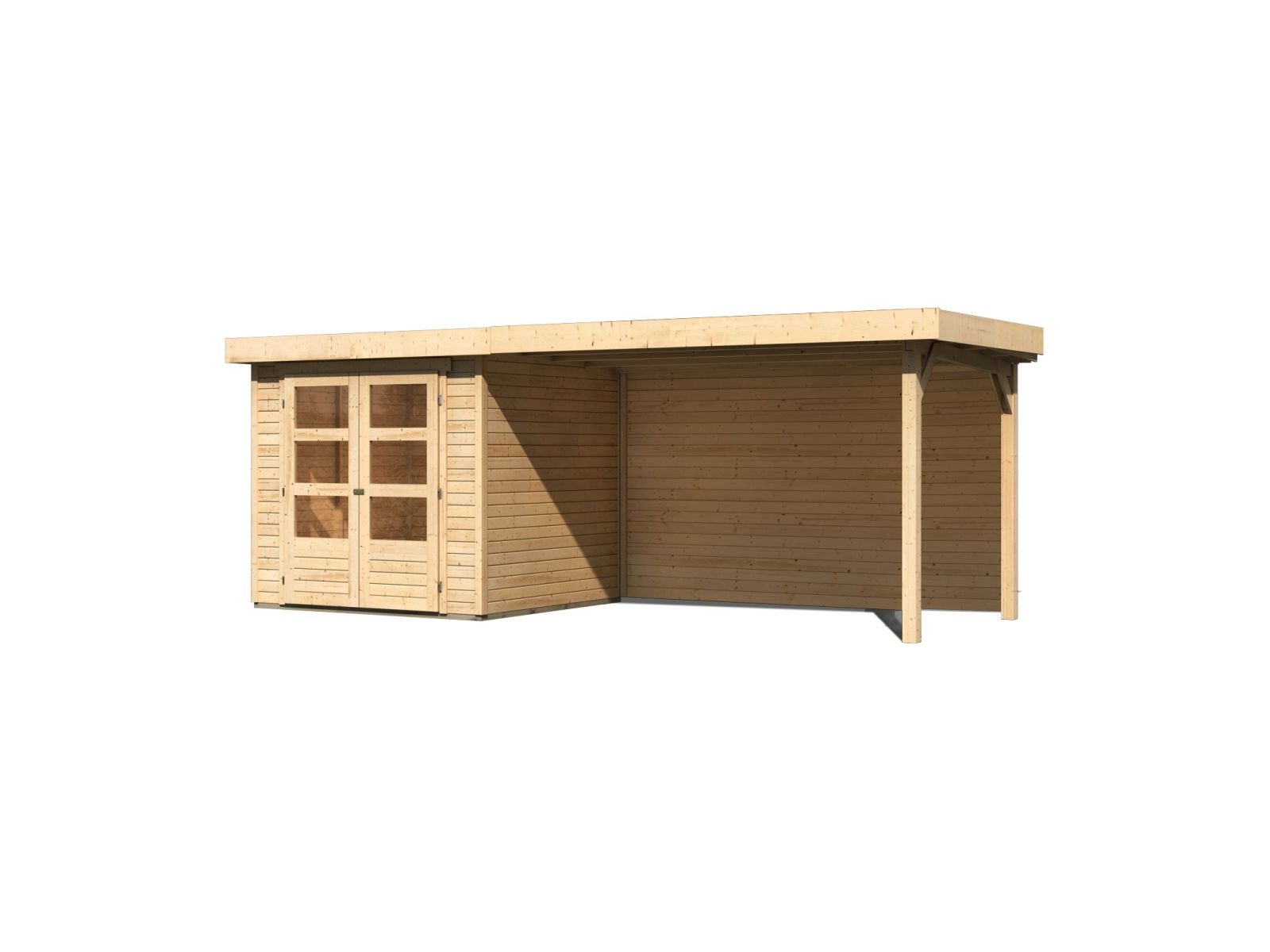 Karibu Gartenhaus Askola 2 mit Anbaudach 2,8 m und Rückwand