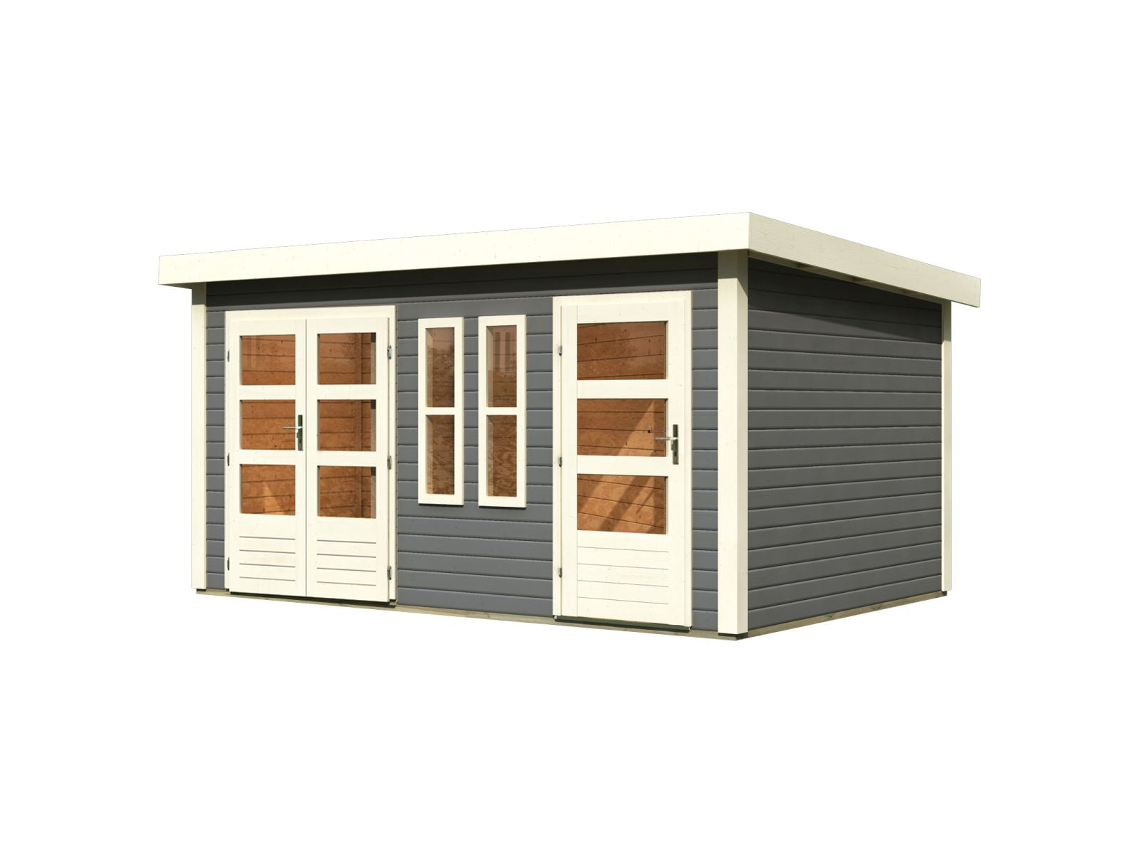 Karibu Gartenhaus Schönbuch 2 in terragrau 38 mm 2-Raum-Haus