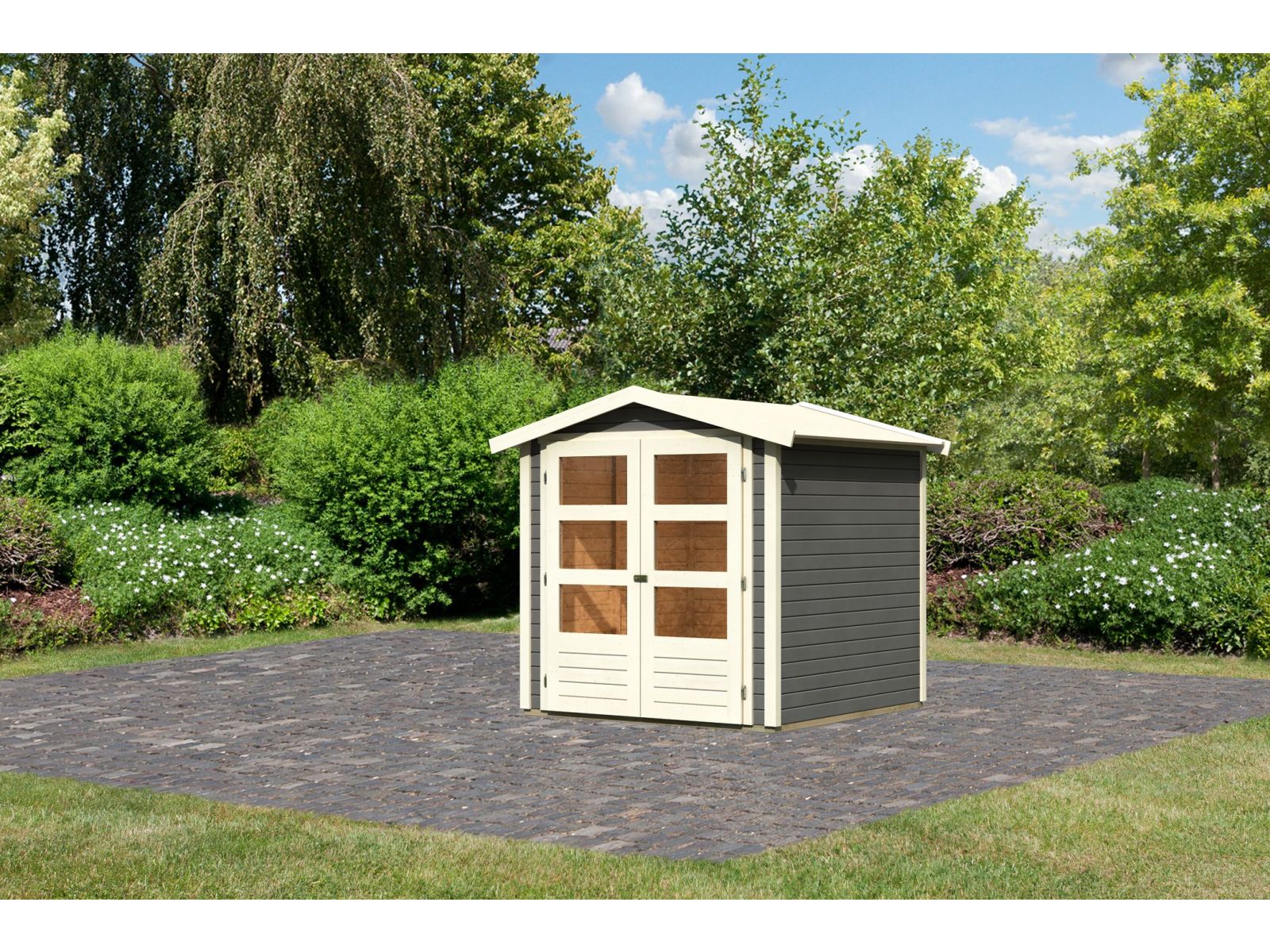 Karibu Gartenhaus Amberg 2 terragrau