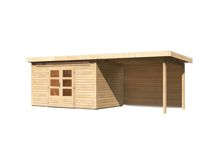 Karibu Gartenhaus Kandern 7 mit Anbaudach 3,2 Meter inkl. Rückwand