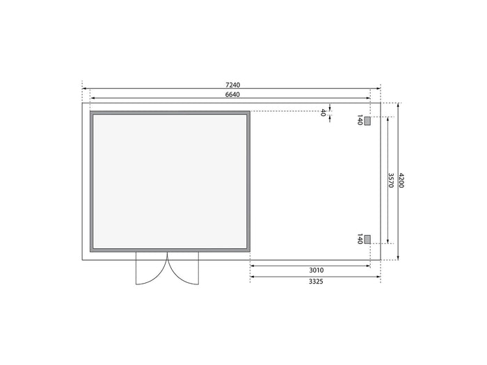 Karibu Gartenhaus Northeim 5 terragrau mit Anbaudach 3 m inkl. Rückwand