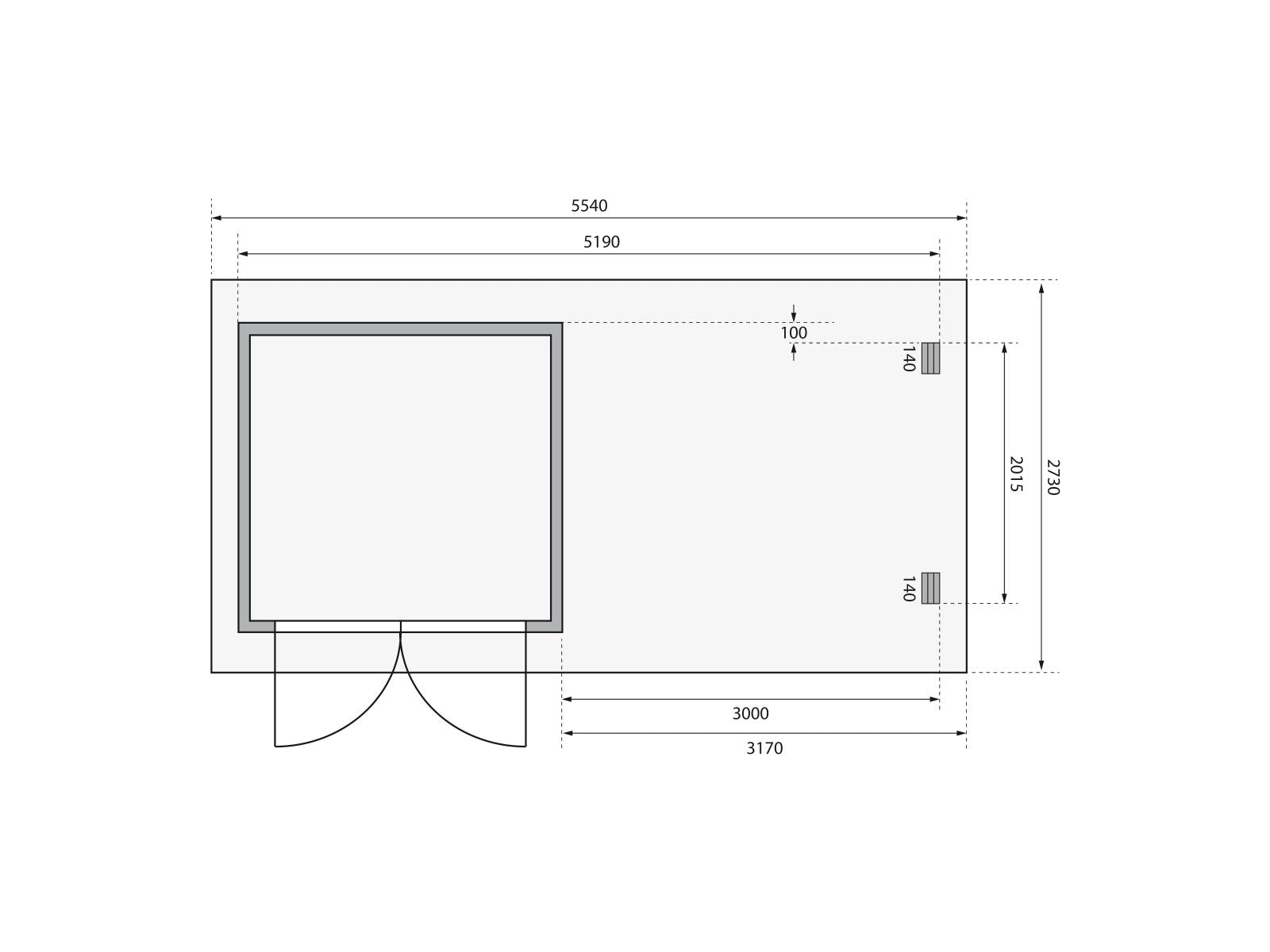 Karibu Gartenhaus Bastrup 2 mit Anbaudach 3 Meter inkl. Rückwand natur