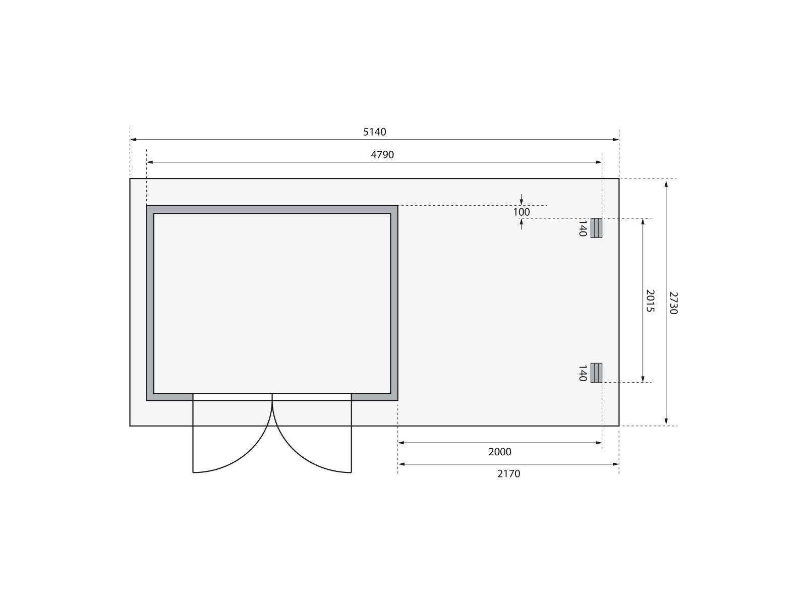 Karibu Gartenhaus Bastrup 3 mit Anbaudach 2 Meter inkl. Rückwand