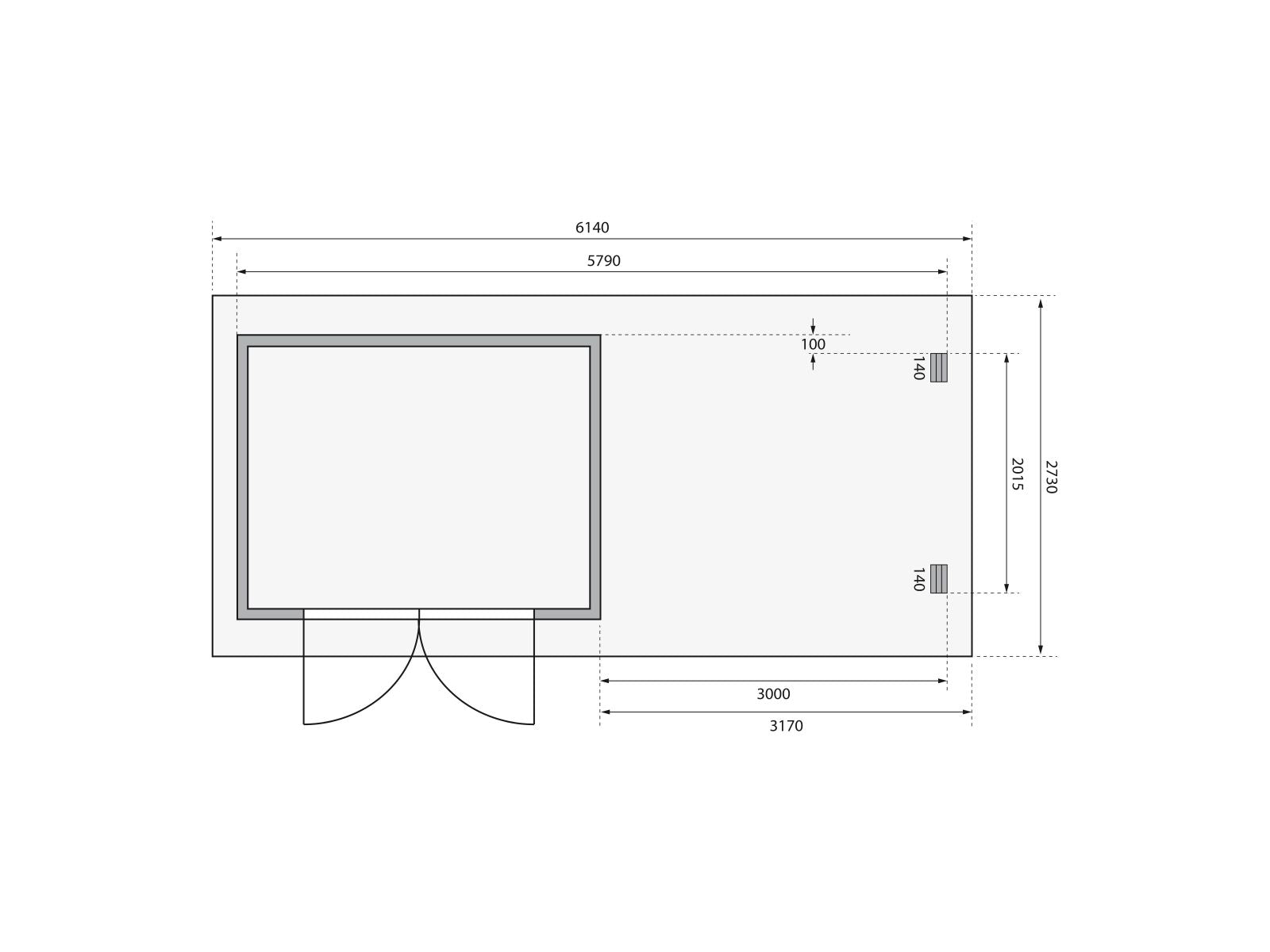 Karibu Gartenhaus Bastrup 3 mit Anbaudach 3 Meter inkl. Rückwand natur