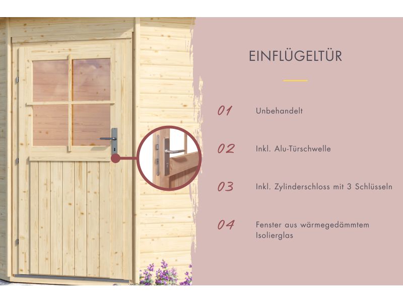 Karibu Türpaket Außensauna Klassisch, naturbelassen, 40 mm Saunahäuser