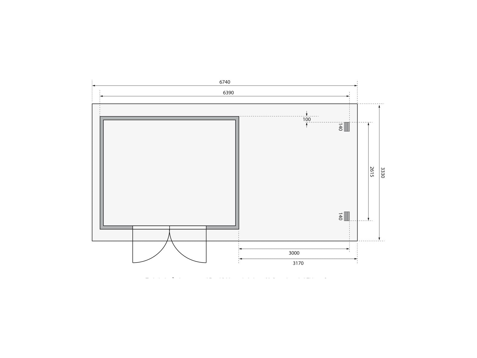 Karibu Gartenhaus Bastrup 7 mit Anbaudach 3 Meter inkl. Rückwand natur