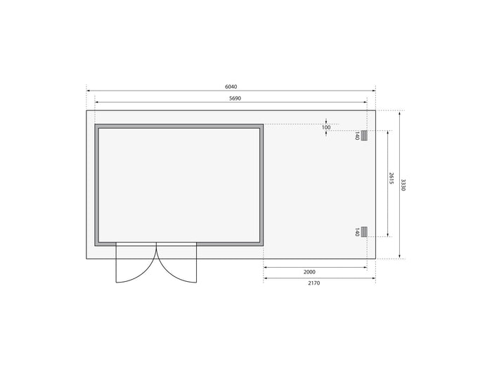 Karibu Gartenhaus Bastrup 8 mit Anbaudach 2 Meter inkl. Rückwand