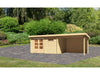 Karibu Gartenhaus Bastrup 8 mit Anbaudach 3 Meter inkl. Rückwand natur