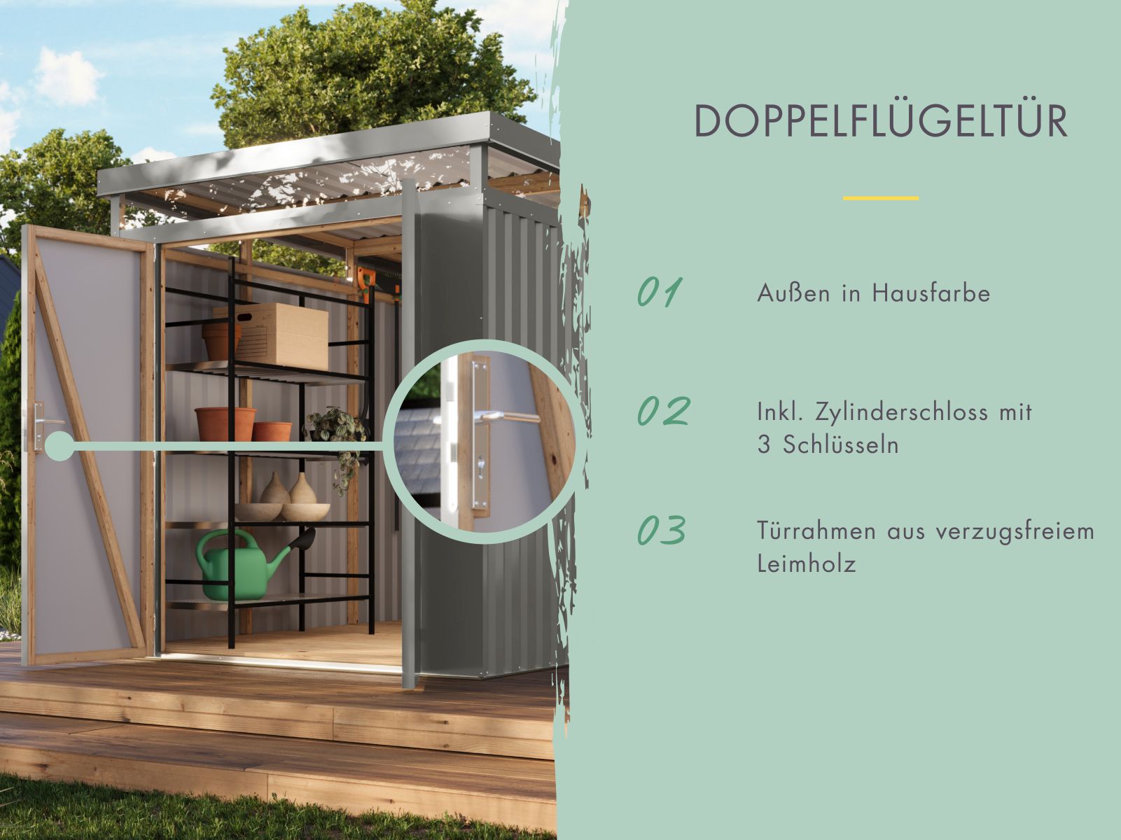 Karibu Metallgerätehaus Iridium 2,5 in Graualuminium