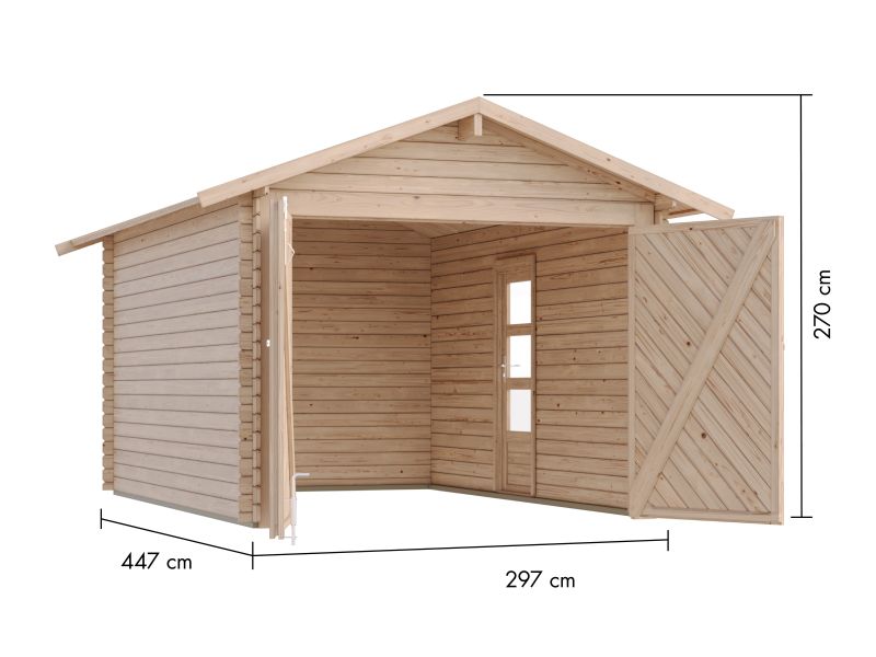 Karibu Blockbohlengarage 28 mm natur