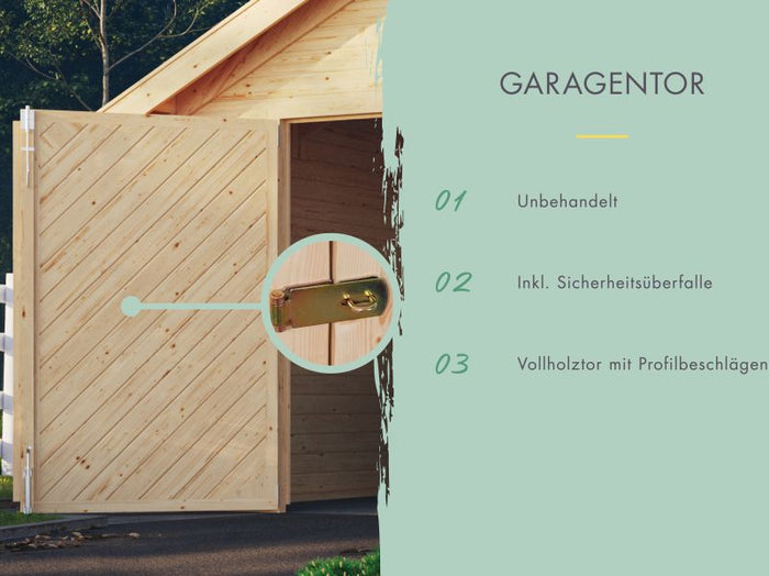 Karibu Blockbohlengarage 40 mm natur