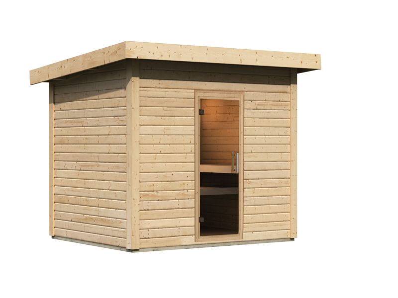 Karibu Saunahaus Caapi 4, ohne Ofen, inkl. Klarglastür und Fußboden