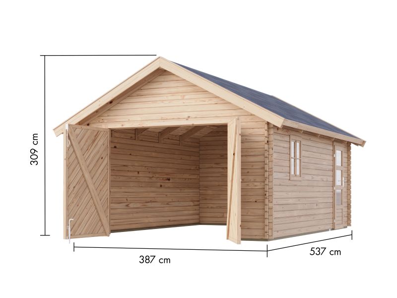 Karibu Blockbohlengarage 40 mm natur