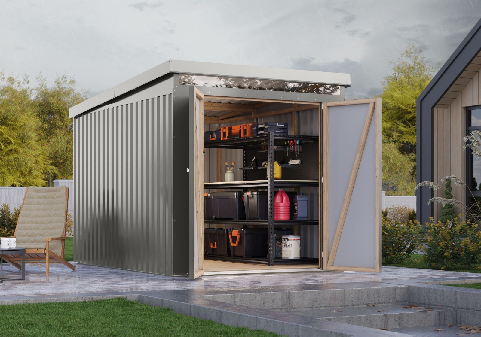 Karibu Metallgerätehaus Iridium 2,5 in Graualuminium