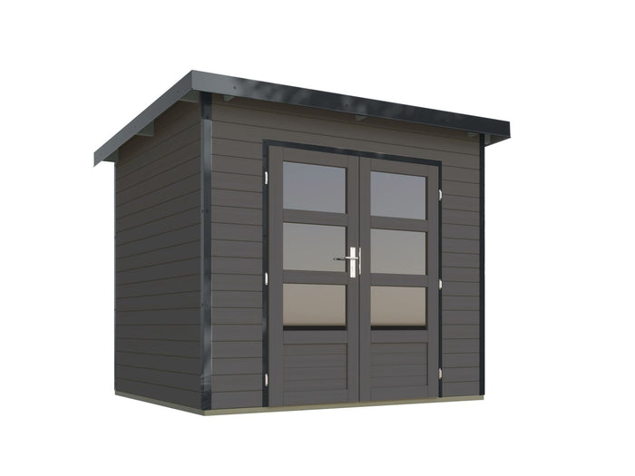 Karibu Hybrid Gartenhaus Pluto 2 B, terragrau/anthrazit, 28 mm