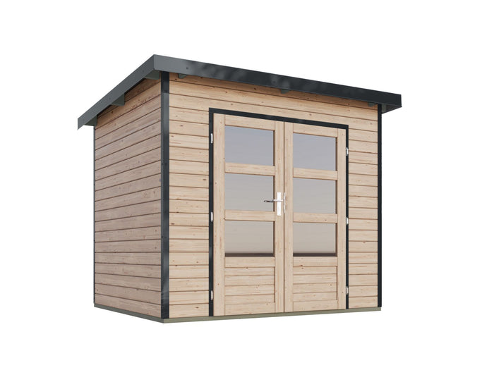 Karibu Hybrid Gartenhaus Pluto 2 A, naturbelassen/anthrazit, 28 mm