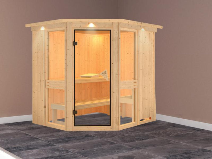 Amelia 1 - Karibu Sauna ohne Ofen - mit Dachkranz -