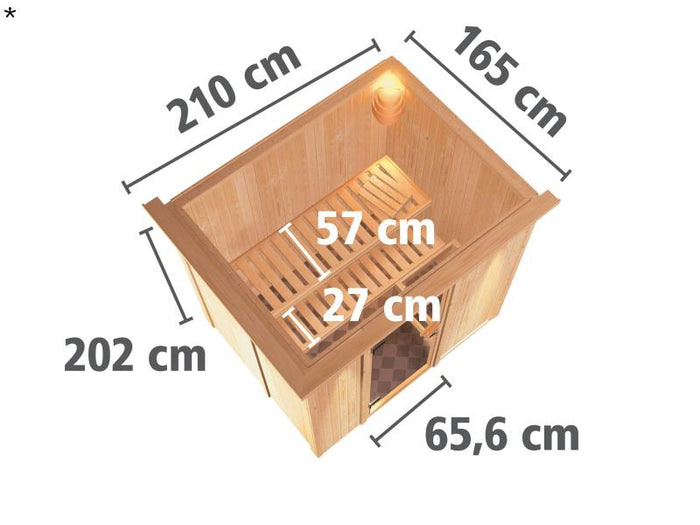 Bodin - Karibu Sauna ohne Ofen - mit Dachkranz -