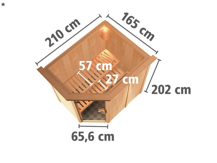 Carin - Karibu Sauna ohne Ofen - mit Dachkranz -