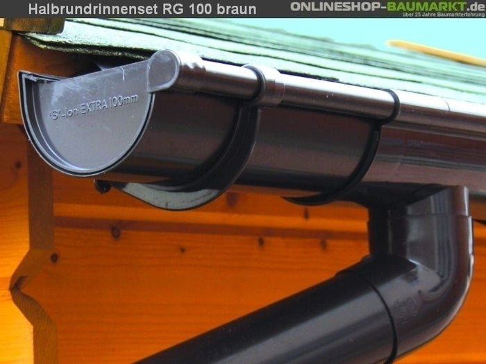 Dachrinnen Set RG 100 braun Typ B, 1000 cm Pultdach-Gartenhaus und Carport