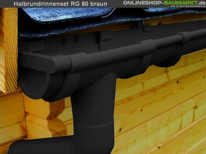 Dachrinnen Set RG 80 braun 450 cm zweiseitig