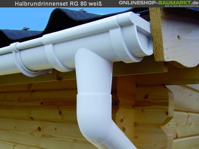 Dachrinnen Set RG 80 weiß 300 cm zweiseitig