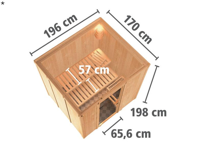 Daria - Karibu Sauna Plug & Play ohne Ofen - ohne Dachkranz -