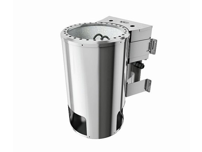 Fanja - Karibu Sauna Plug & Play 3,6 kW Bio Ofen, ext. Steuerung - mit Dachkranz - Klarglas Ganzglas