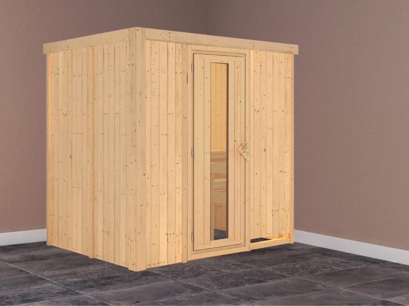 Fanja - Karibu Sauna Plug & Play ohne Ofen - ohne Dachkranz - Energiespartür