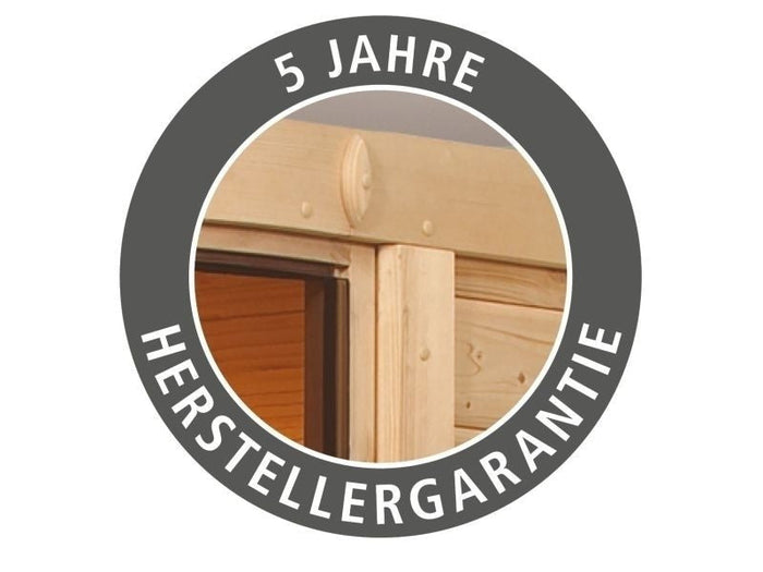 Fiona 2 - Karibu Sauna inkl. 9-kW-Ofen - mit Dachkranz -