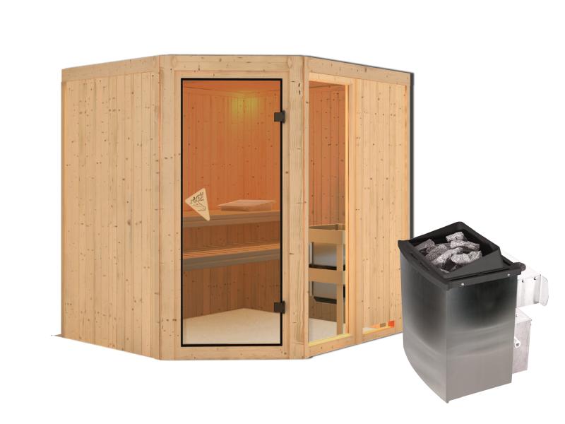 Fiona 2 - Karibu Sauna inkl. 9-kW-Ofen - ohne Dachkranz -
