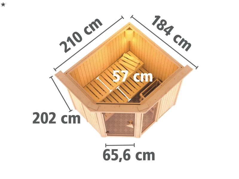 Fiona 2 - Karibu Sauna ohne Ofen - mit Dachkranz -
