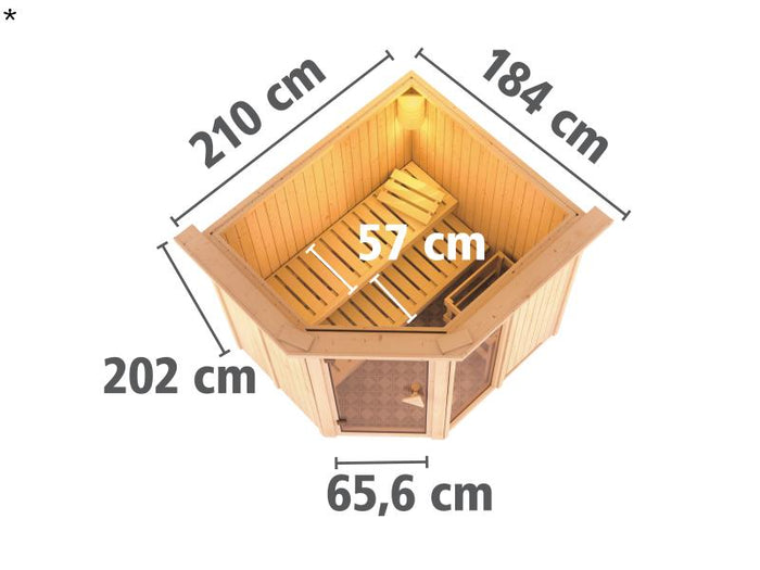 Fiona 2 - Karibu Sauna ohne Ofen - mit Dachkranz -