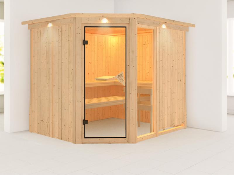 Fiona 3 - Karibu Sauna ohne Ofen - mit Dachkranz -