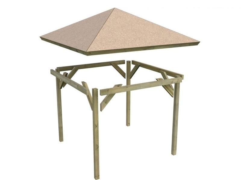 Karibu 4-Eck Pavillon Eco Perida Sparset inkl. Schindeln