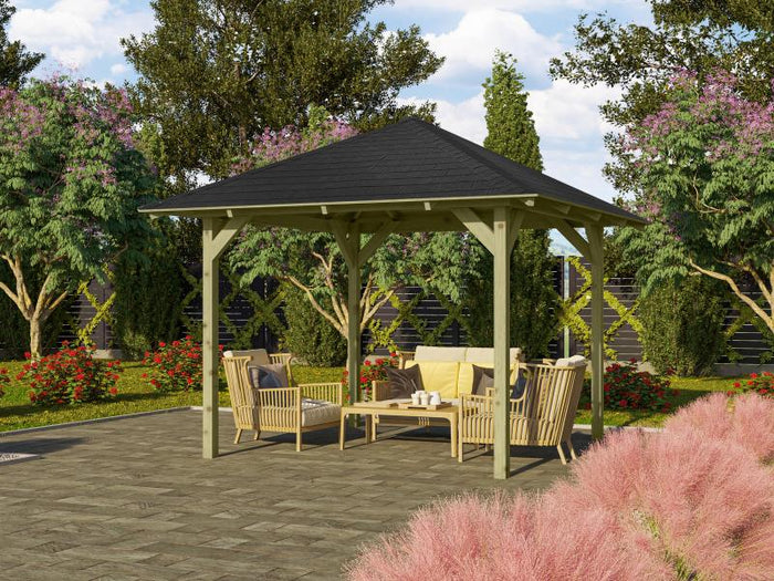 Karibu 4-Eck Pavillon Eco Sevilla Sparset inkl. Schindeln