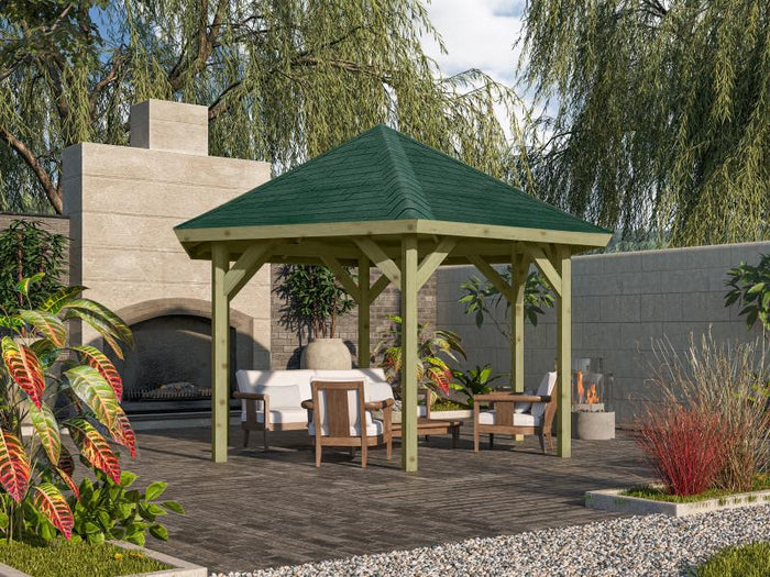 Karibu 6-Eck Pavillon Classic Oslo 2 kdi Sparset inkl. Schindeln