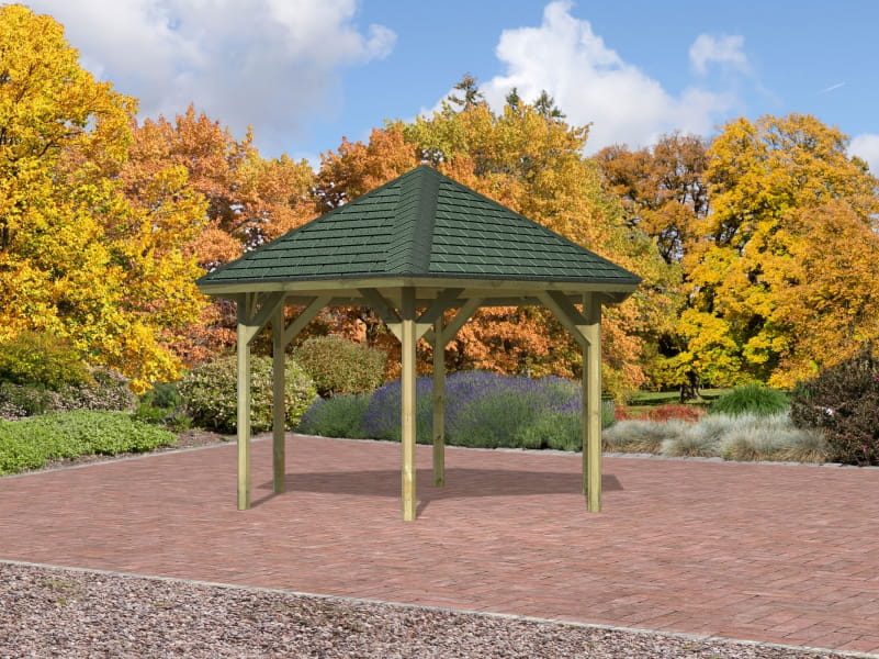 Karibu 6-Eck Pavillon Classic Oslo 2 kdi Sparset inkl. Schindeln