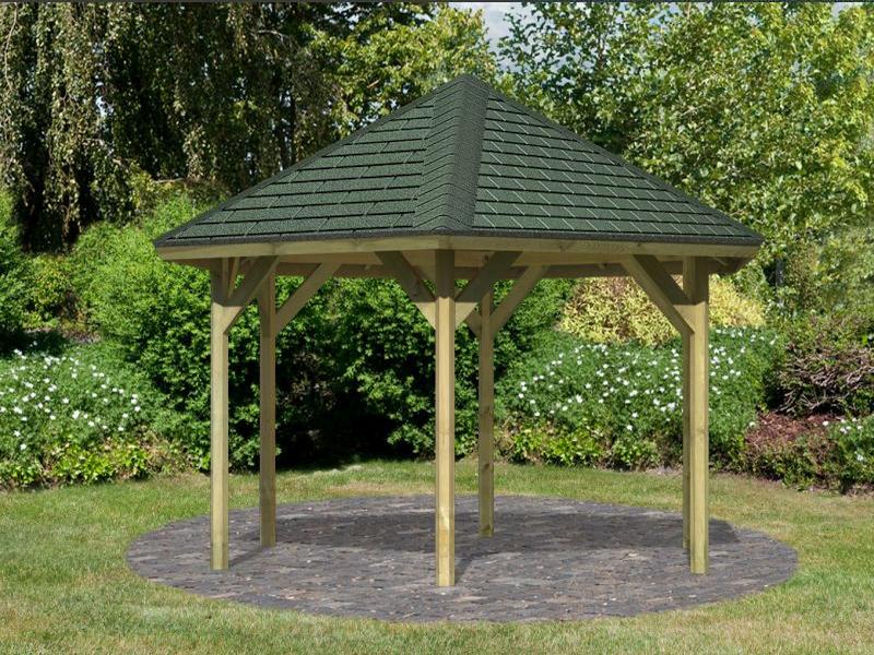 Karibu 6-Eck Pavillon Classic Oslo 2 kdi Sparset inkl. Schindeln