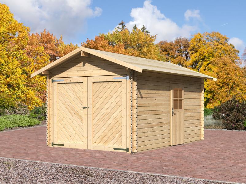 Karibu Blockbohlengarage 28 mm natur