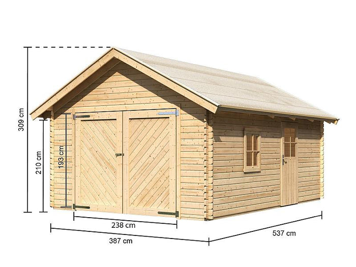 Karibu Blockbohlengarage 40 mm natur