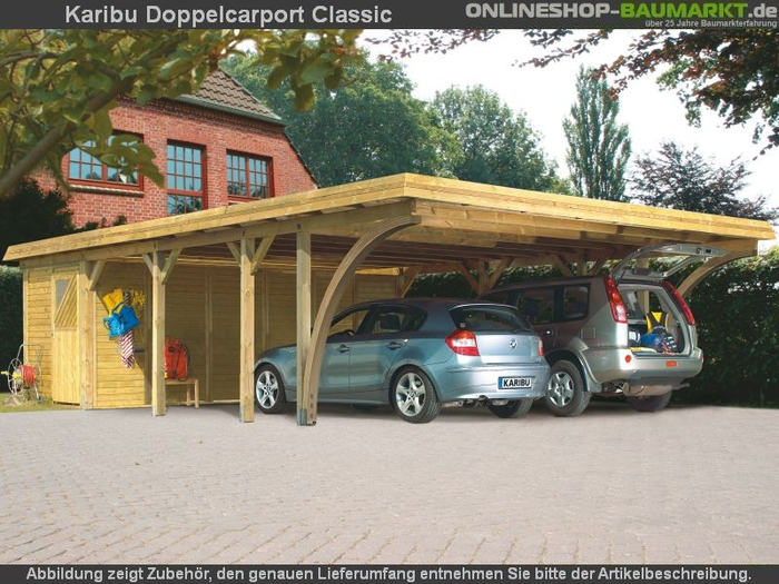 Karibu Carport Classic Doppel 2 mit 2 Einfahrtsbögen kdi