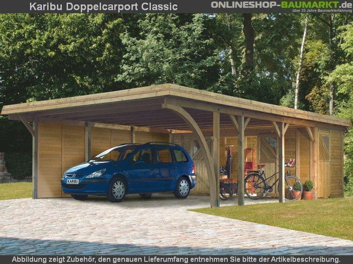 Karibu Carport Classic Doppel 3 mit 1 Einfahrtsbogen kdi