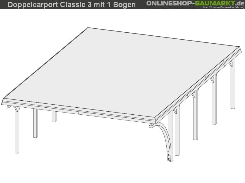 Karibu Carport Classic Doppel 3 mit 1 Einfahrtsbogen kdi
